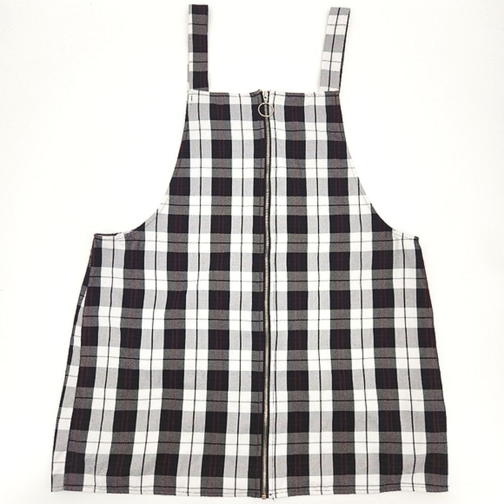 Forever21 Skirt Overalls Womens Size 3X Zip Up Plaid Academia Preppy Goth Grunge